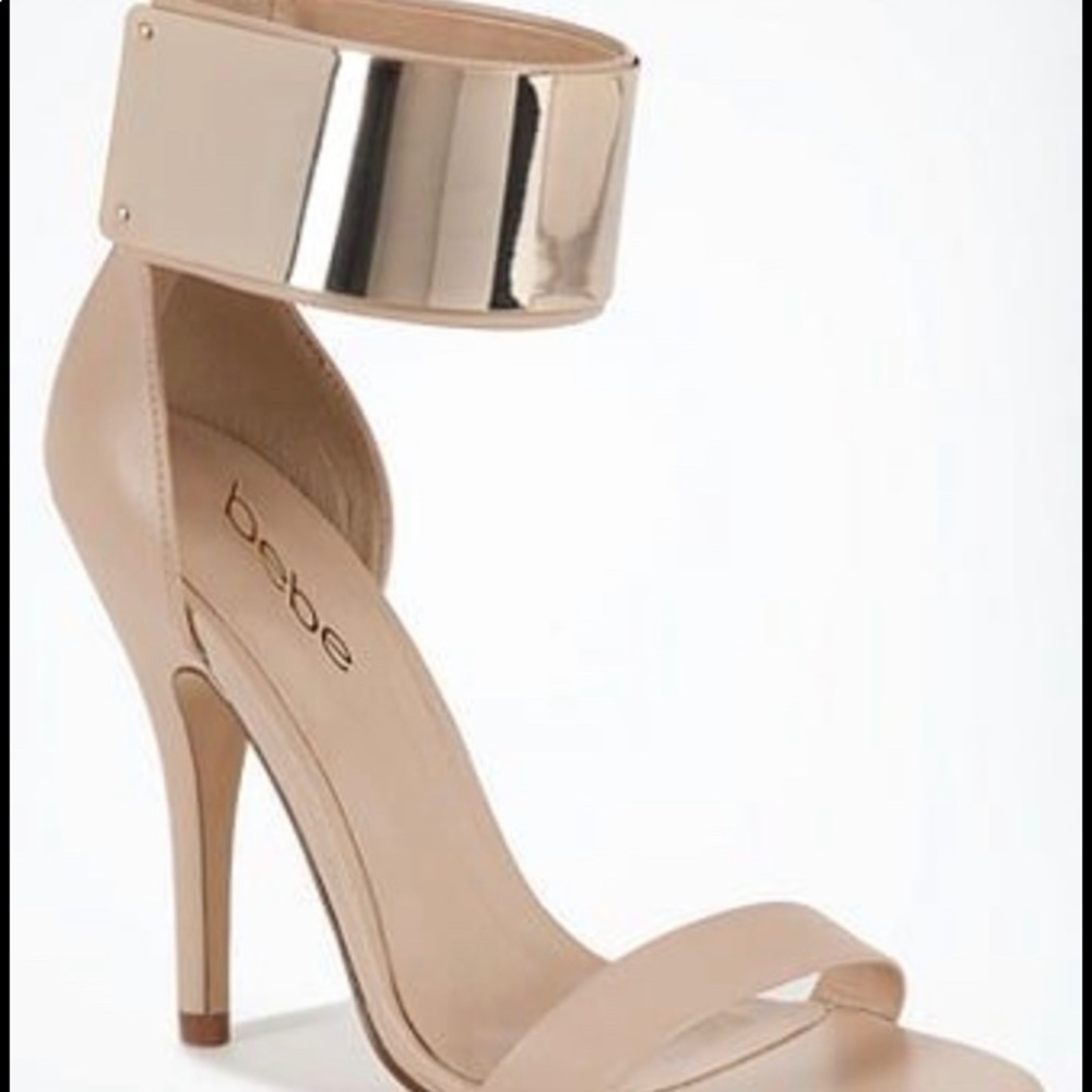 bebe Nude Jacquline Strappy Open Toe Heel Shoes